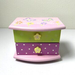 Functional Touches Jewelry Box Kids Girls Pink Butterfly Flower Dot